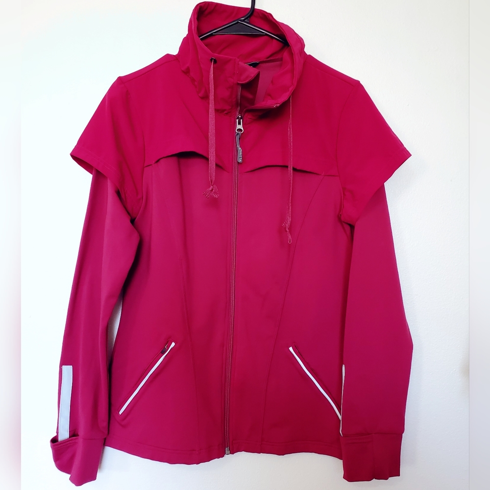 Athleta Maroon Running Full Zip Up Jacket Sz Med